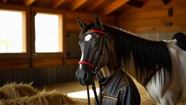 Un jinete español realista domina su caballo