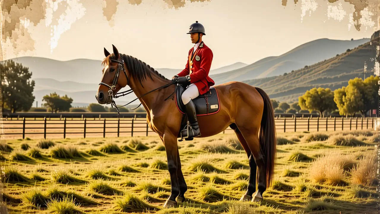 Equipo Jinete: Guía Completa para Jinete en Caballo 5 Jinete español se muestra en la luz dorada