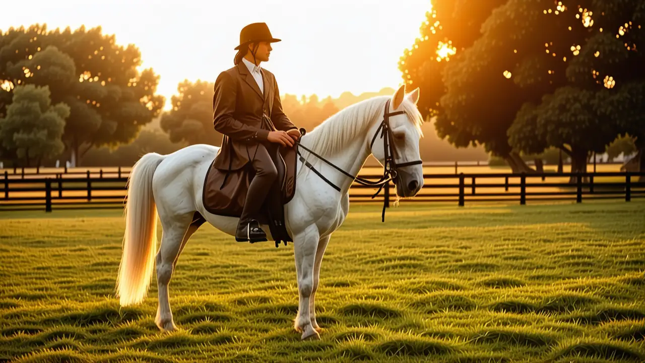 Equipo Jinete: Guía Completa para Jinete en Caballo 4 Jinete español cabalga en luz dorada