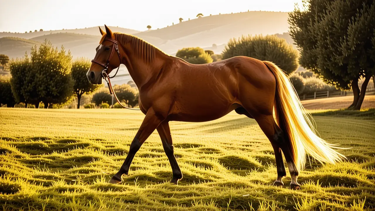 Un hombre español confiado monta su caballo
