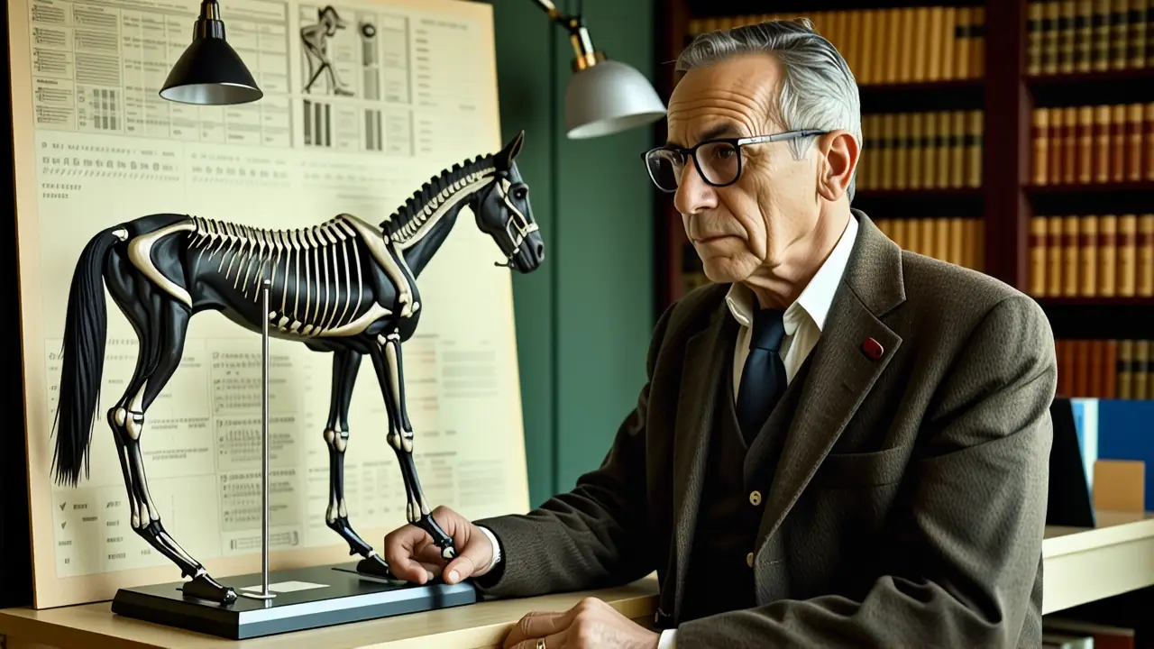 Veterinario español examina caballo en clínica