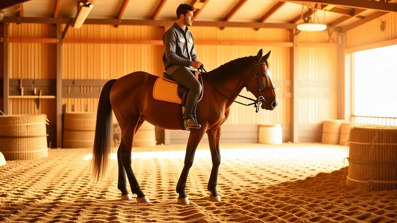 Un jinete español realista domina su caballo