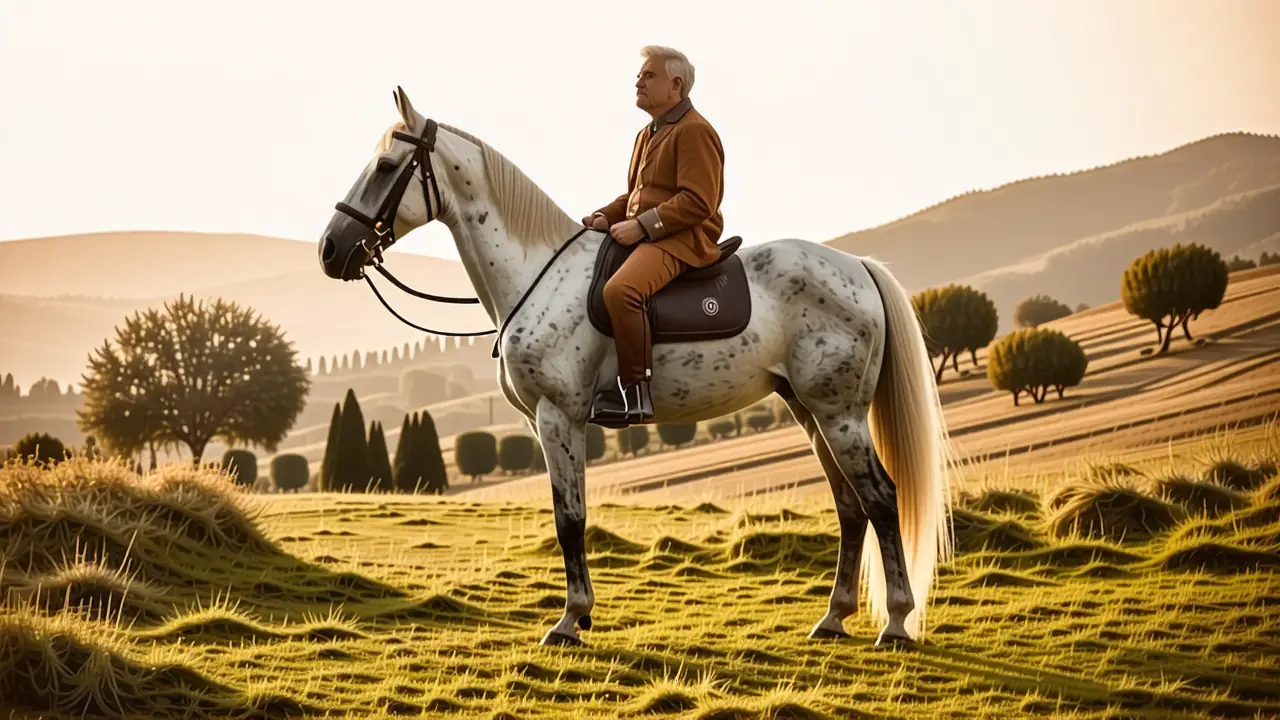 Un jinete español orgulloso domina su caballo