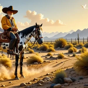 Un vaquero español anciano domina el desierto