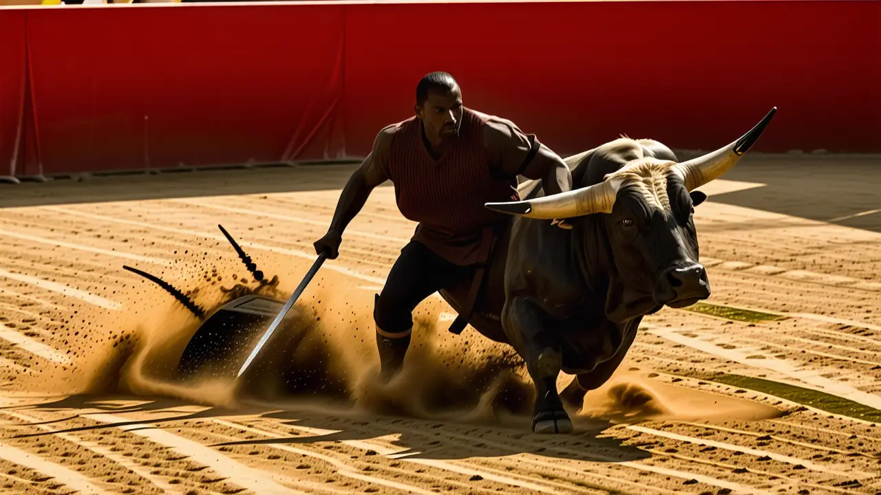 Un matador español captura un toro dramático