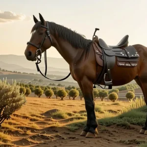 Un hombre español contempla su caballo