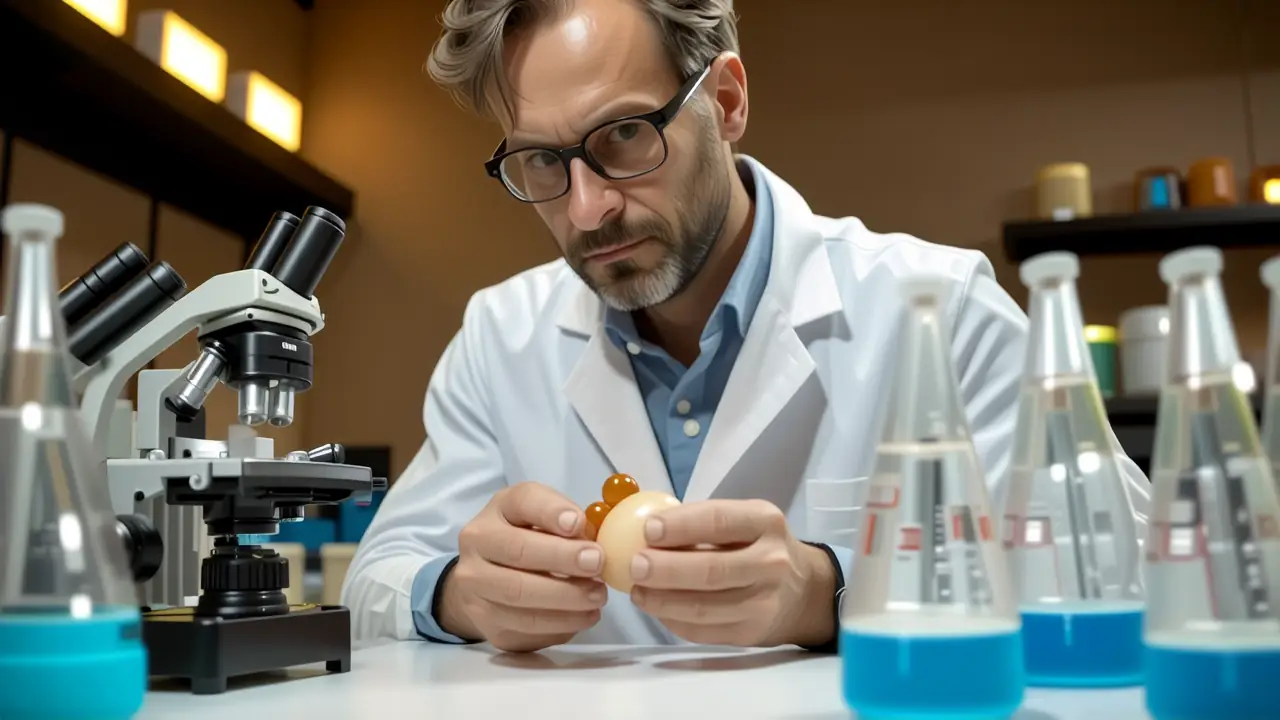 Un científico observa un huevo en laboratorio