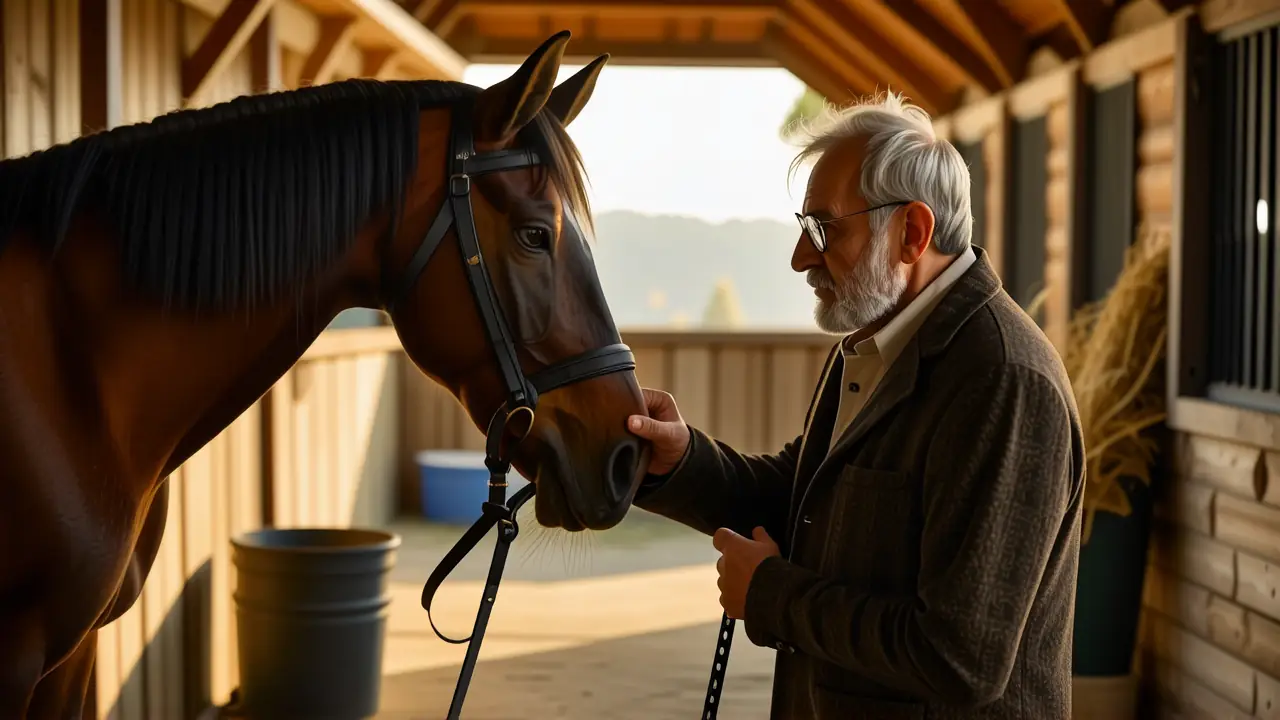 Un veterinario español examina una yegua serena