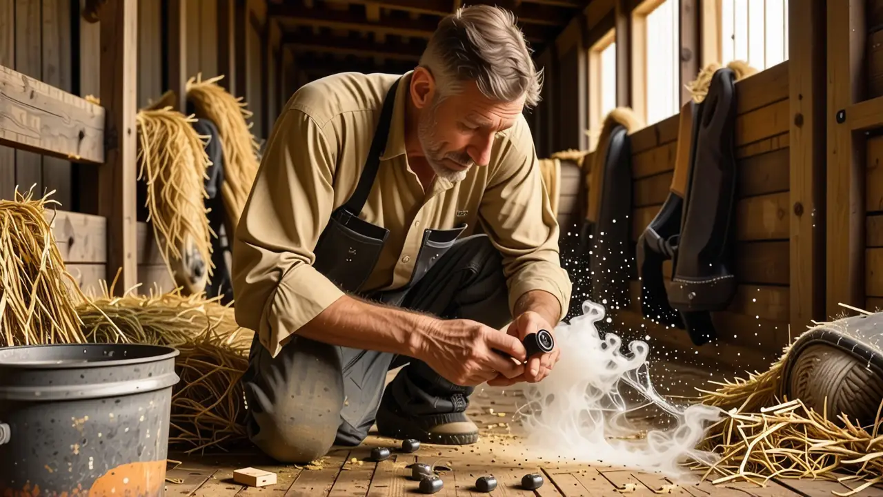 Un veterinario español examina un establo