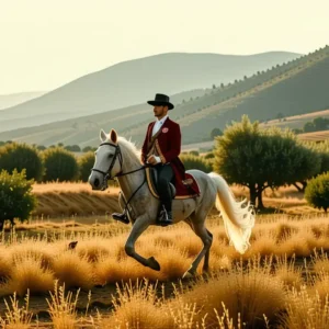 Un hombre español atlético galopa en el sol