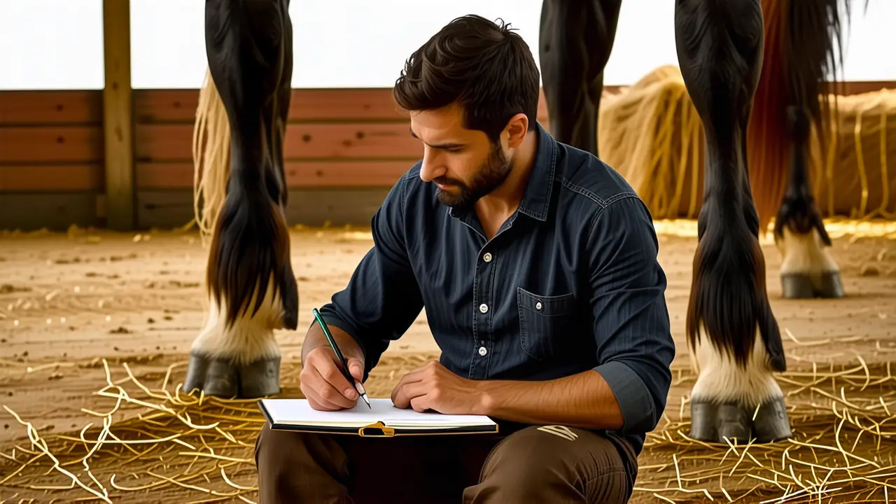 Un artista estudia caballos en detalle