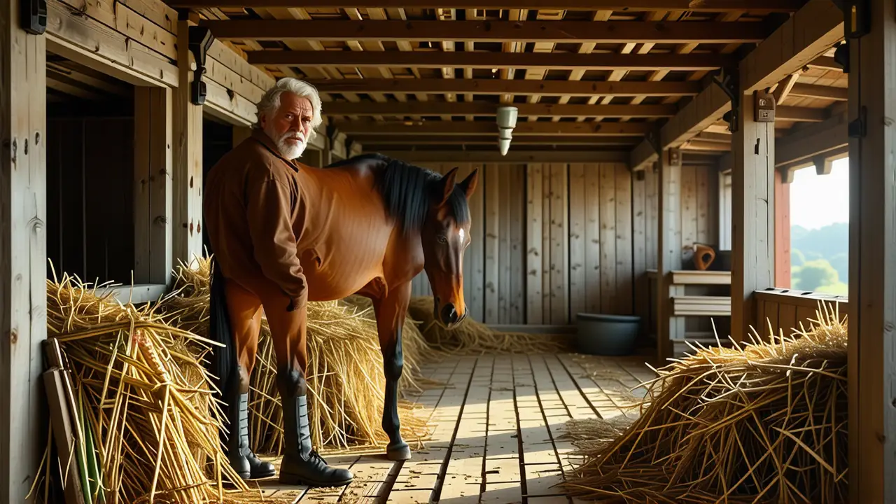 Un hombre español contempla su caballo