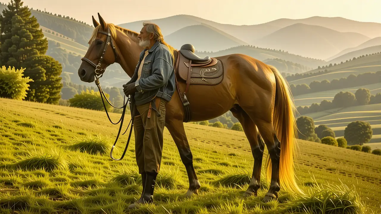 Un hombre español contempla su caballo