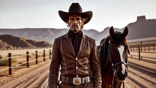Un vaquero español melancólico en el oeste