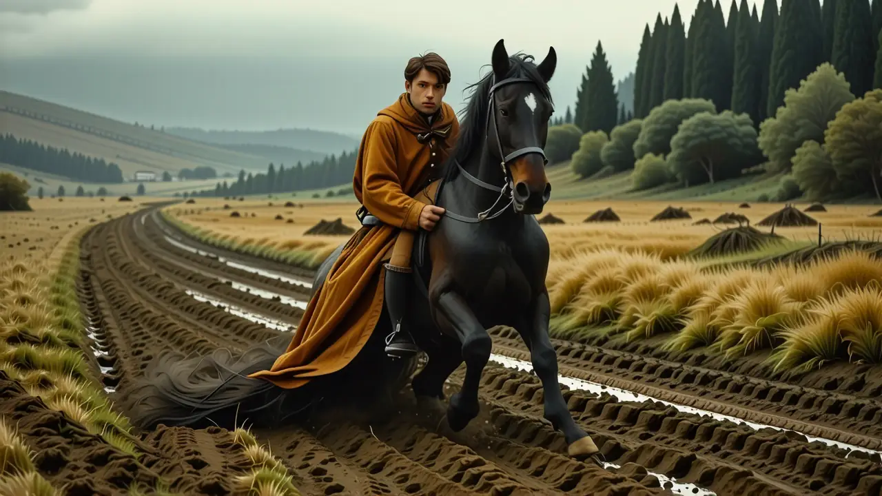 Un soldado melancólico cabalgaba por el campo