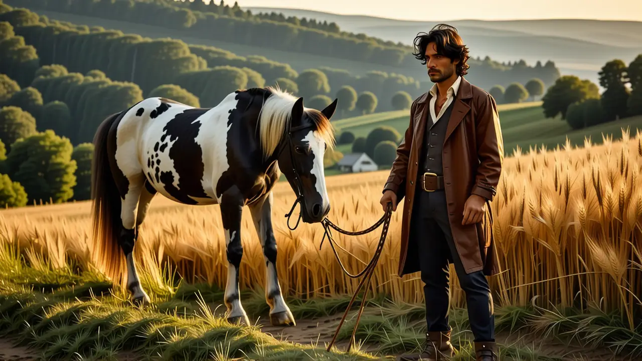 Un hombre español contempla su caballo en Francia