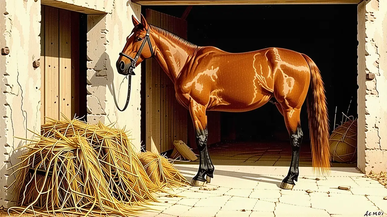 Un jinete español contempla su caballo