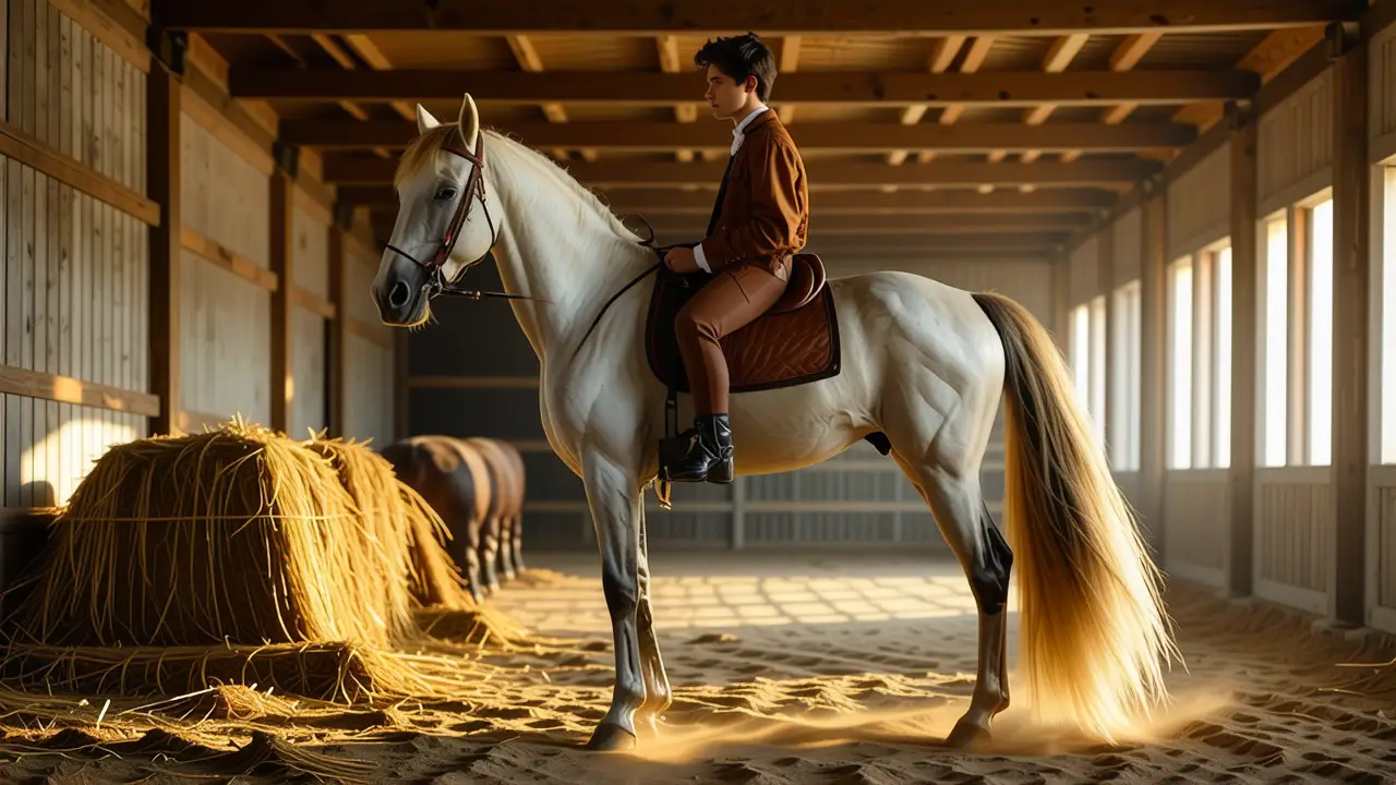 Un jinete español domina su caballo