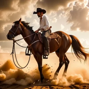Un vaquero español realista domina el sol