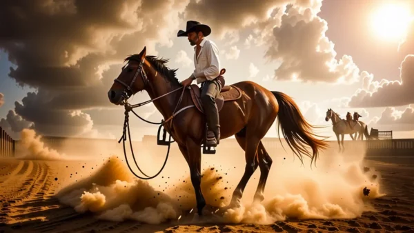 Un vaquero español realista domina el sol