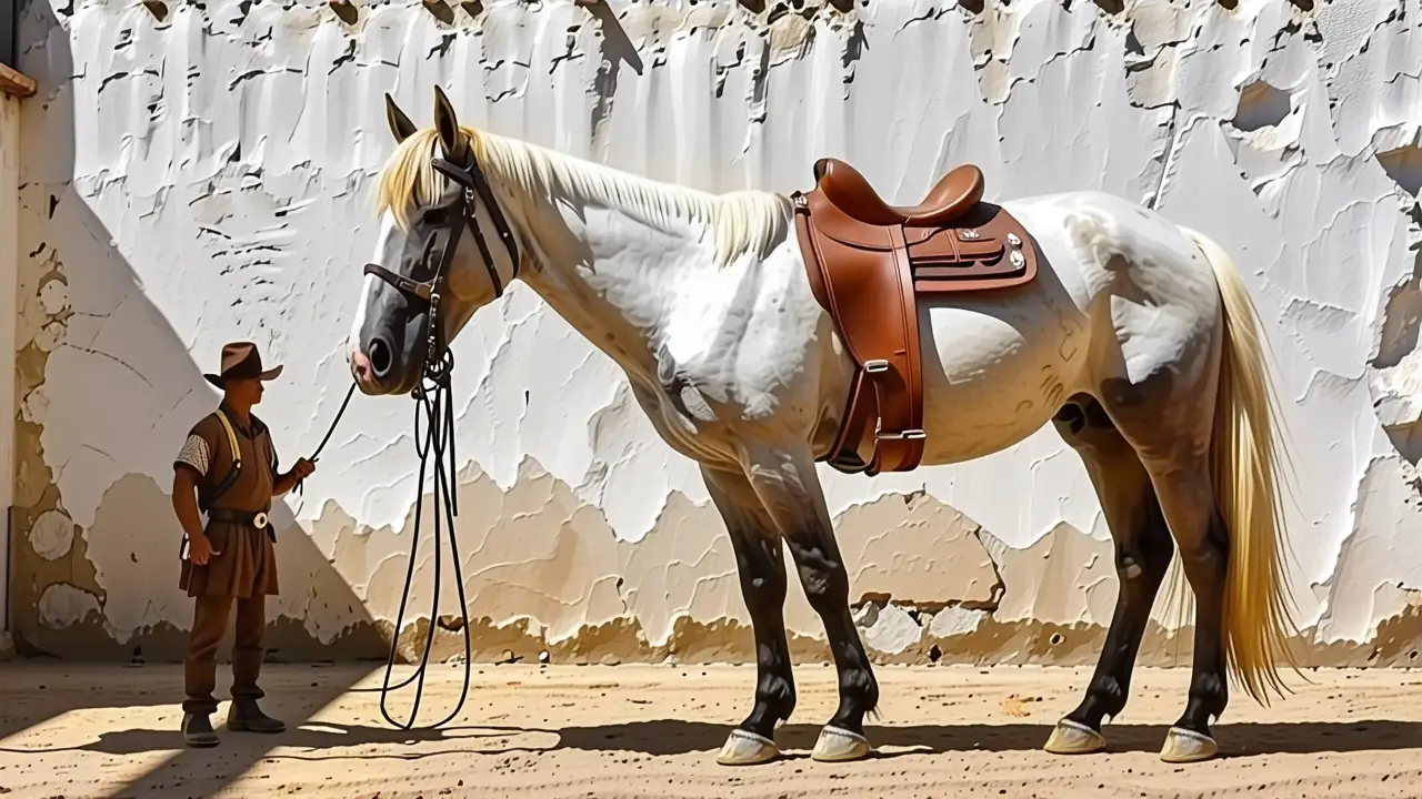 Un vaquero español contempla su caballo