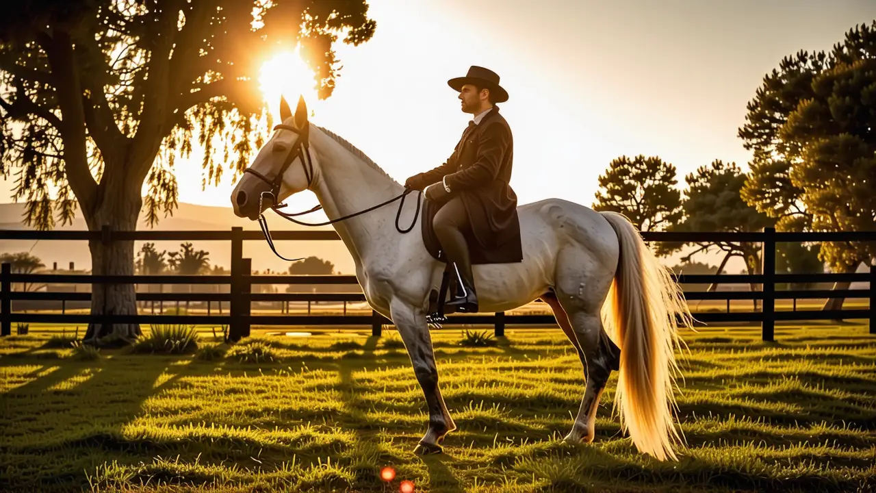 Olaia entrena un caballo andaluz sereno