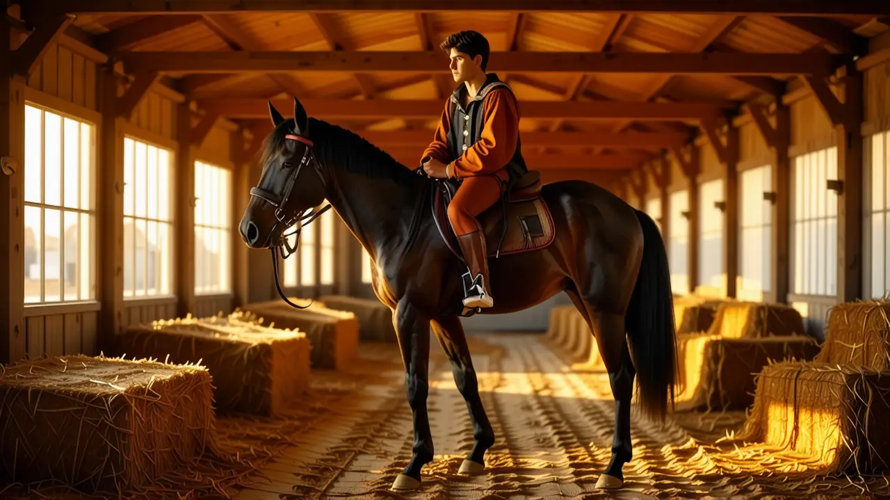 Un jinete español realista domina su caballo