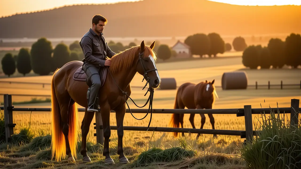 Un jinete español guía su caballo sereno