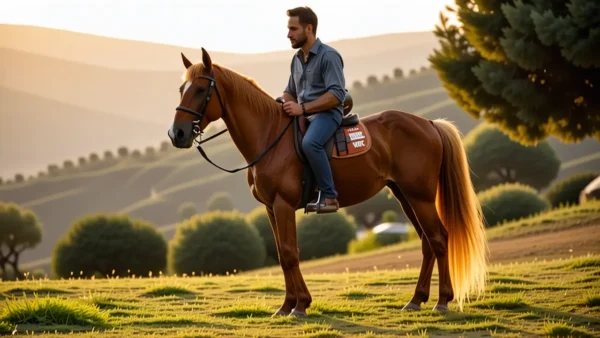 Un hombre español realista domina su caballo