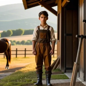 Un joven granjero español contempla su caballo