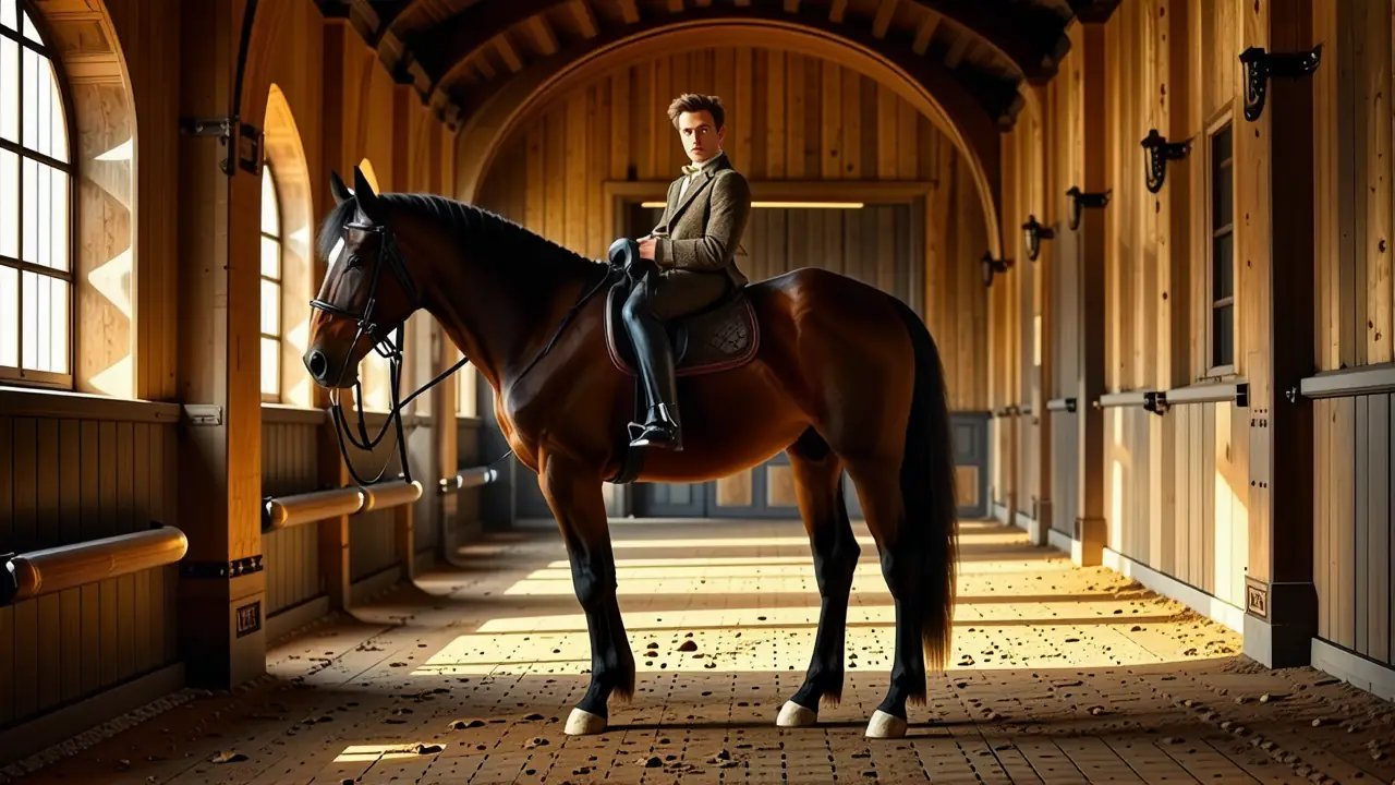 Un jinete español elegante domina su caballo