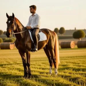 Un joven jinete domina su caballo
