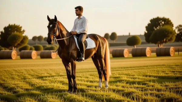 Un joven jinete domina su caballo