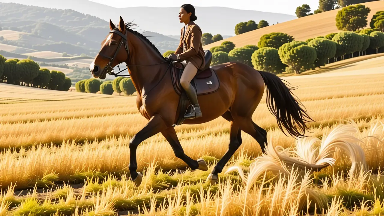 Un hombre elegante galopa en Toscana