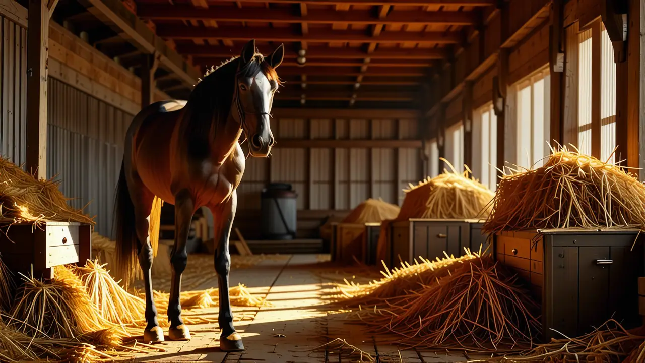 Un hombre pensativo observa su caballo