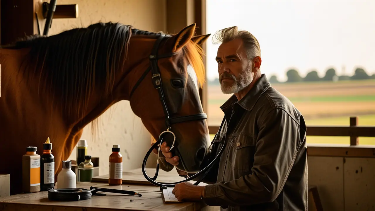 Un veterinario examina un caballo en calma