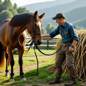 Un hombre español contempla a su caballo