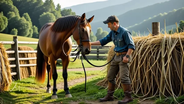 Un hombre español contempla a su caballo