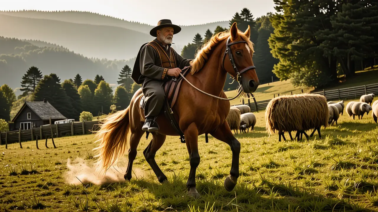 Un hombre gallego captura un caballo en la tradición