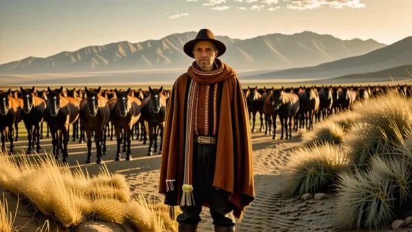Un pastor español contempla el atardecer