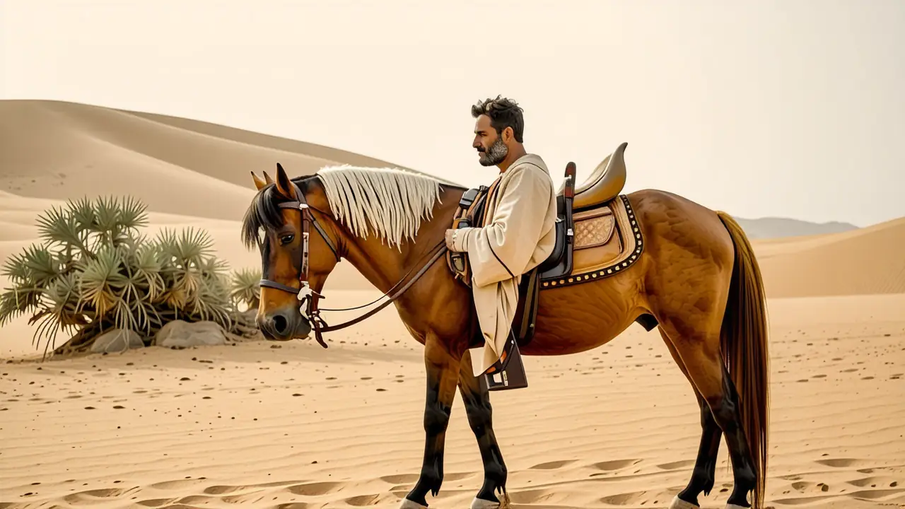 Un hombre pensativo observa el desierto