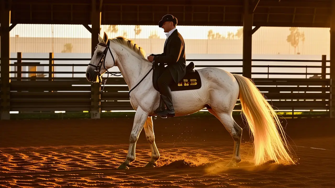Un jinete español se muestra en arena