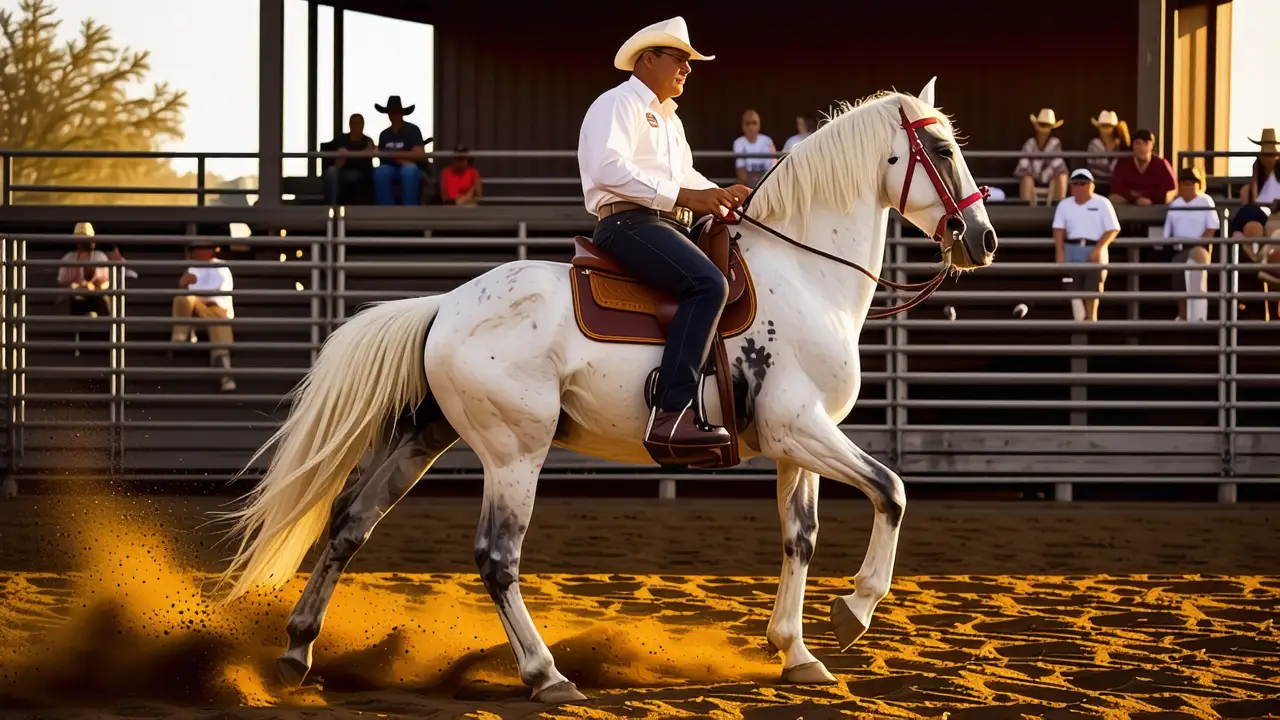 Un vaquero confiado monta su caballo