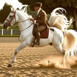 Un jinete reiner captura su caballo en luz dorada