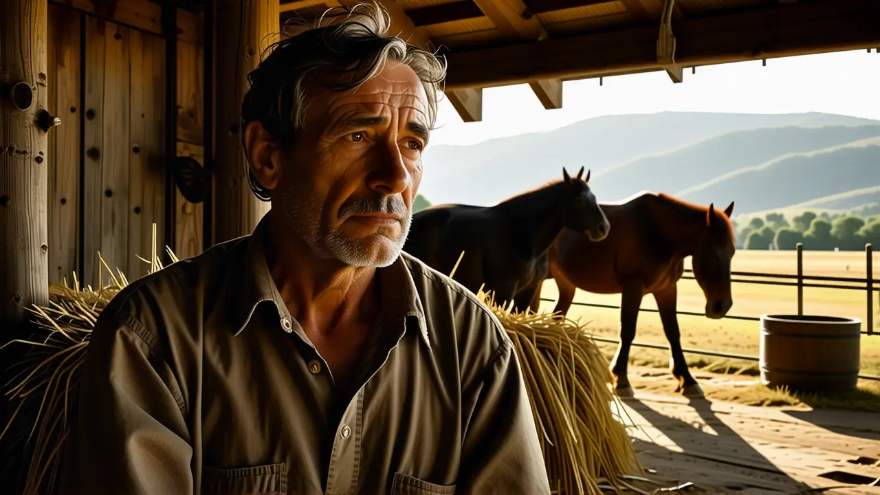 Un hombre anciano contempla la campiña argentina