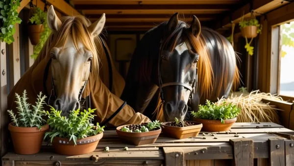 Un anciano español acaricia su caballo