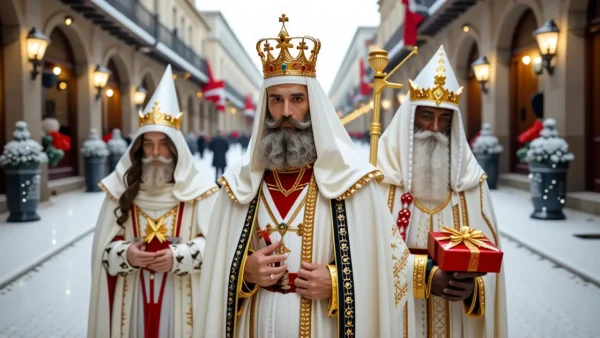 Un hombre español recibe a Reyes Magos