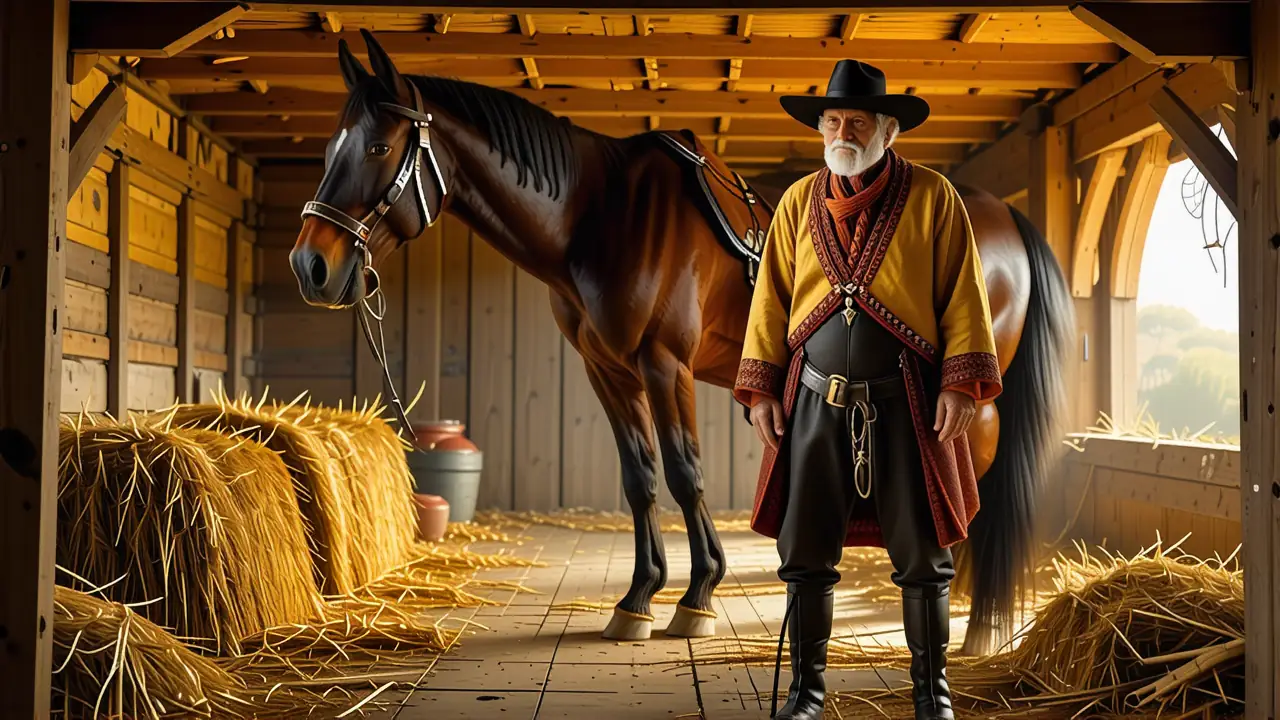 Un anciano granjero contempla su caballo