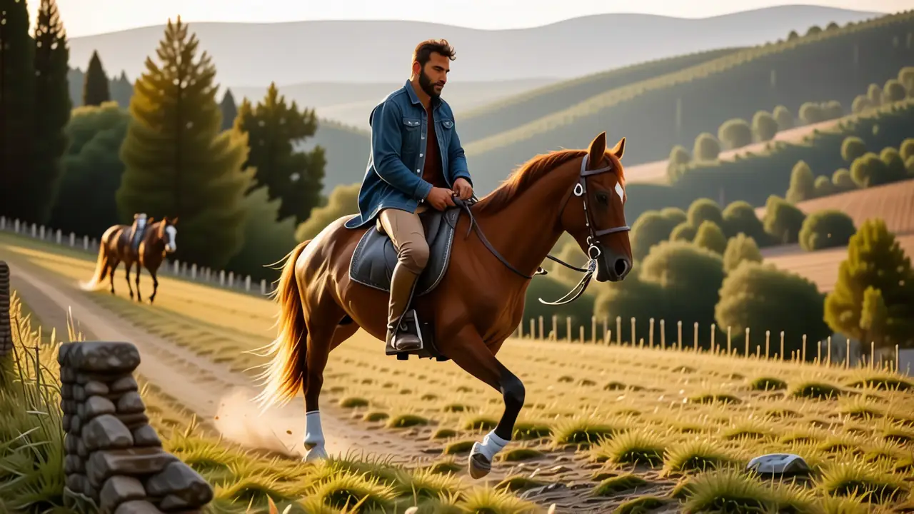 Un hombre decidido monta a caballo en Madrid