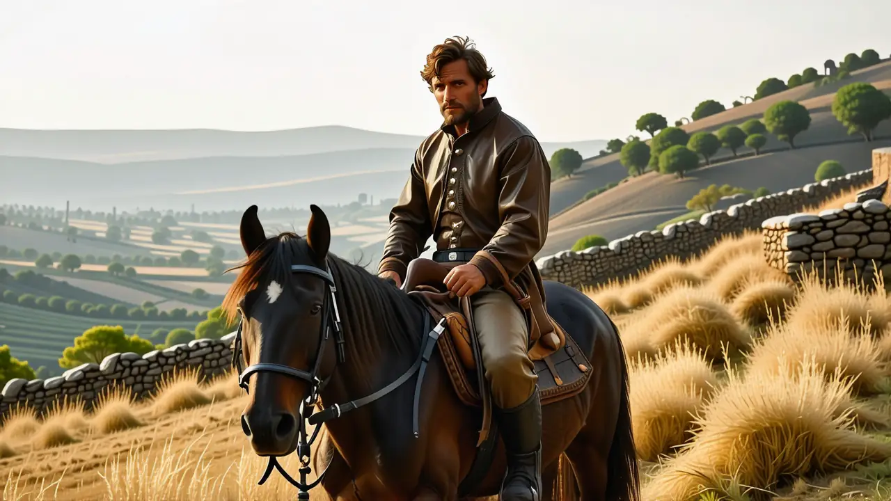 Un hombre español cabalgaba en la España dorada